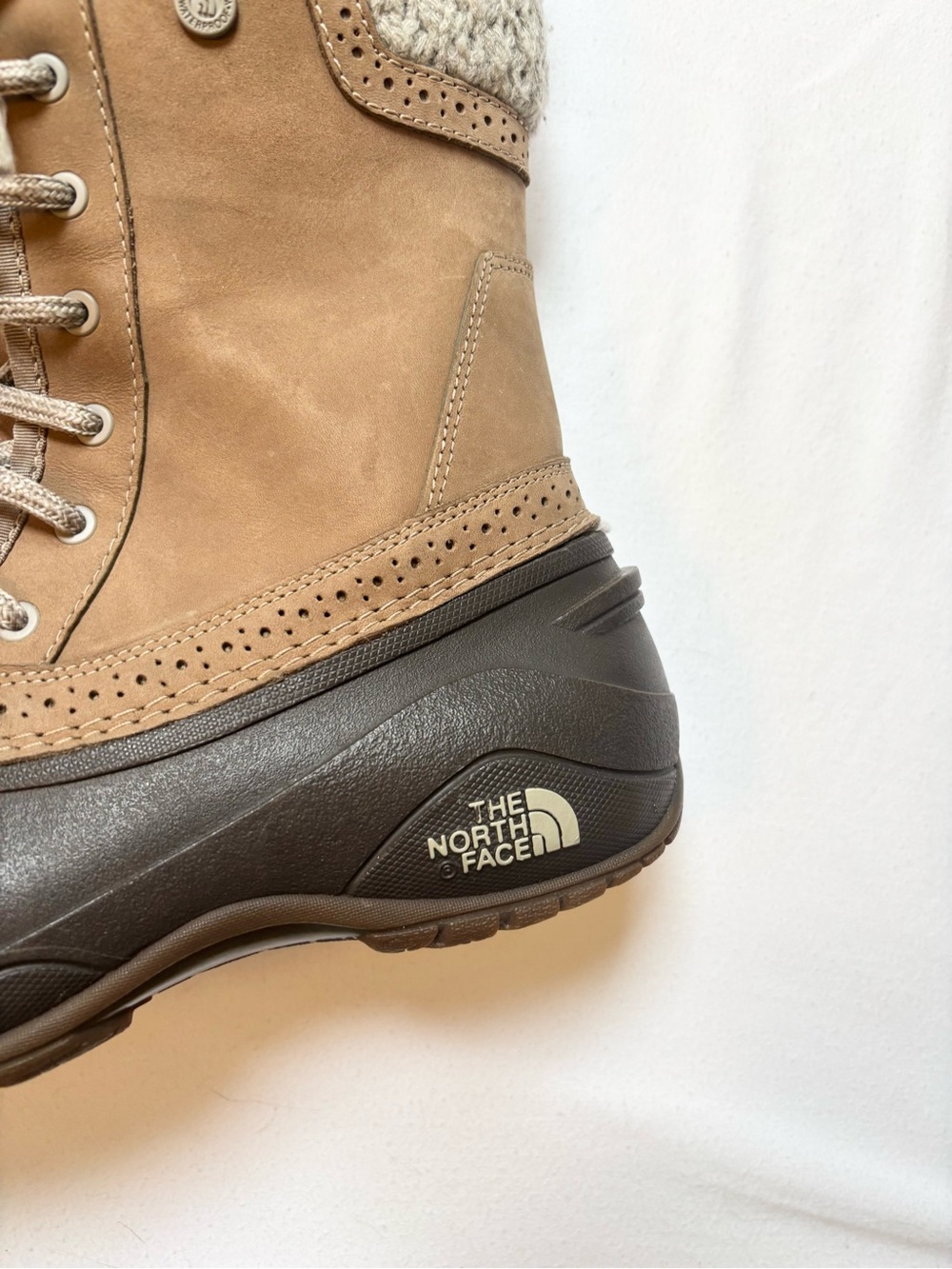The North Face Women's Tan and Dark Brown Insulated Lace-Up Winter Boots - Picture 2 of 7